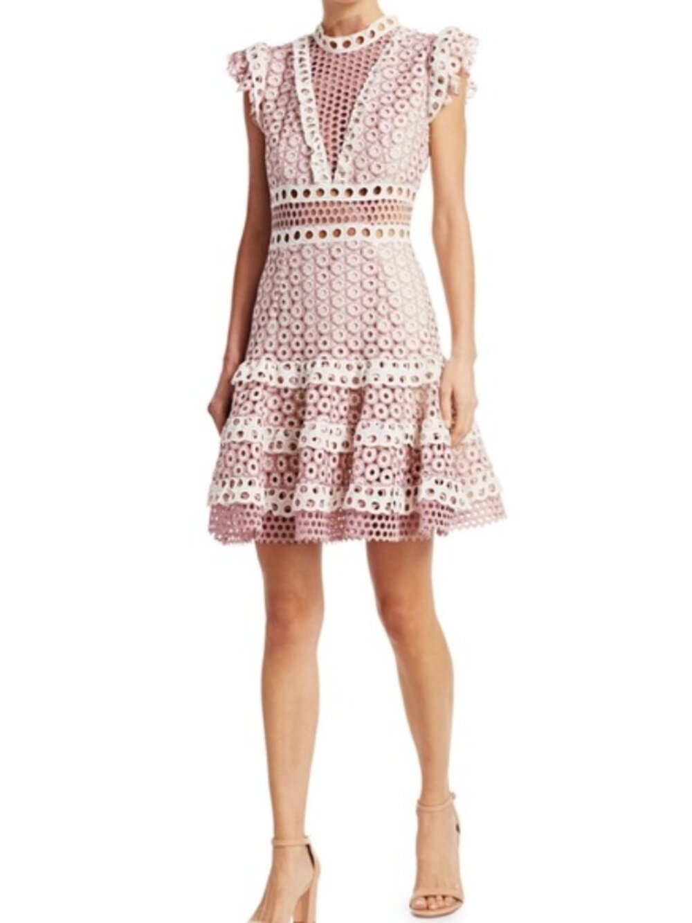 SEA New York Josie Lace Mini Dress Blush Pink Size 6